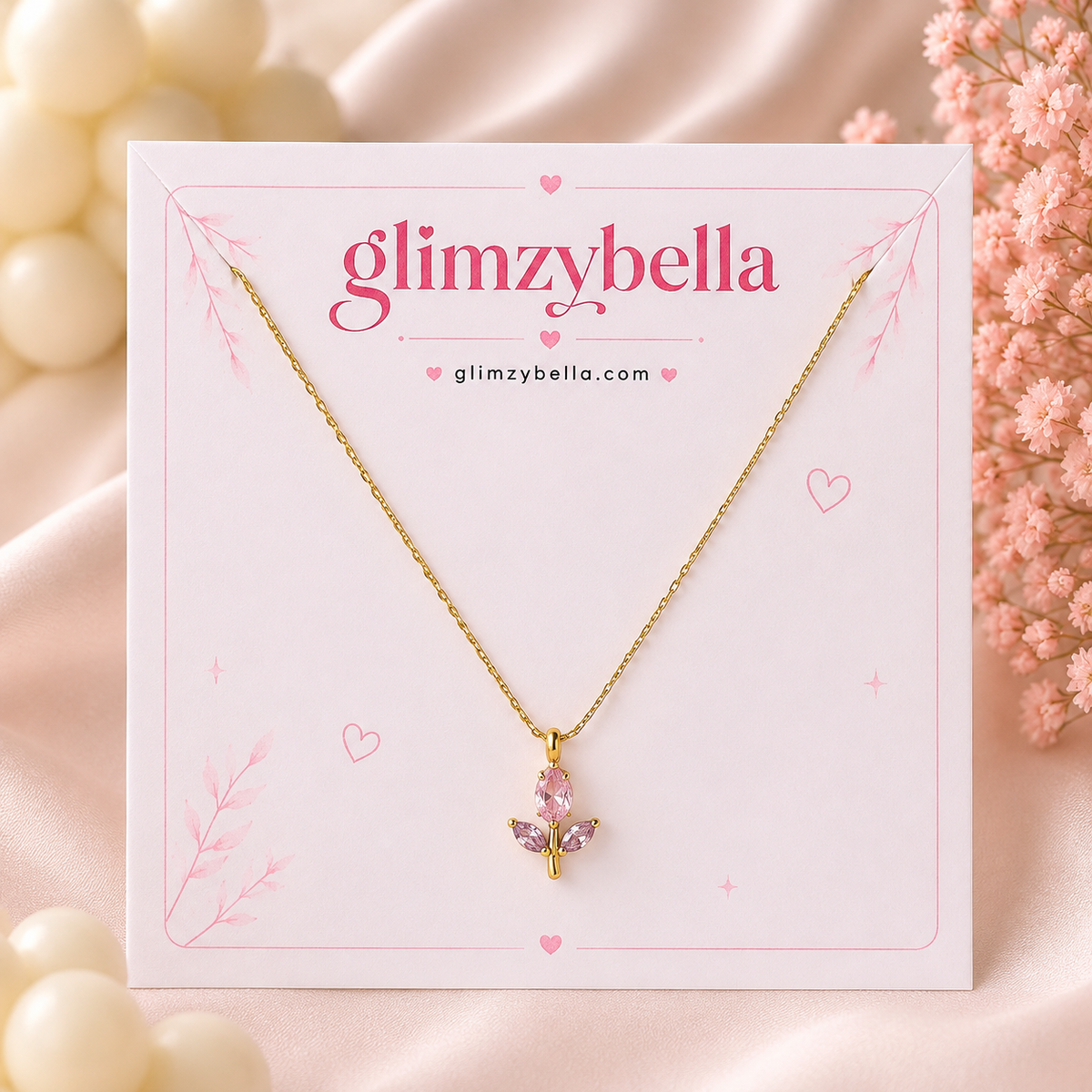 Pink Tulip Flower Necklace