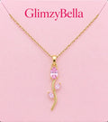 Pink Tulip Pendant Necklace for Women Gold Plated Pink Crystal Flower Necklace Trendy Fashion Jewellery