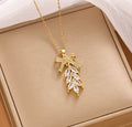 Crystal Bow Tassel Necklace