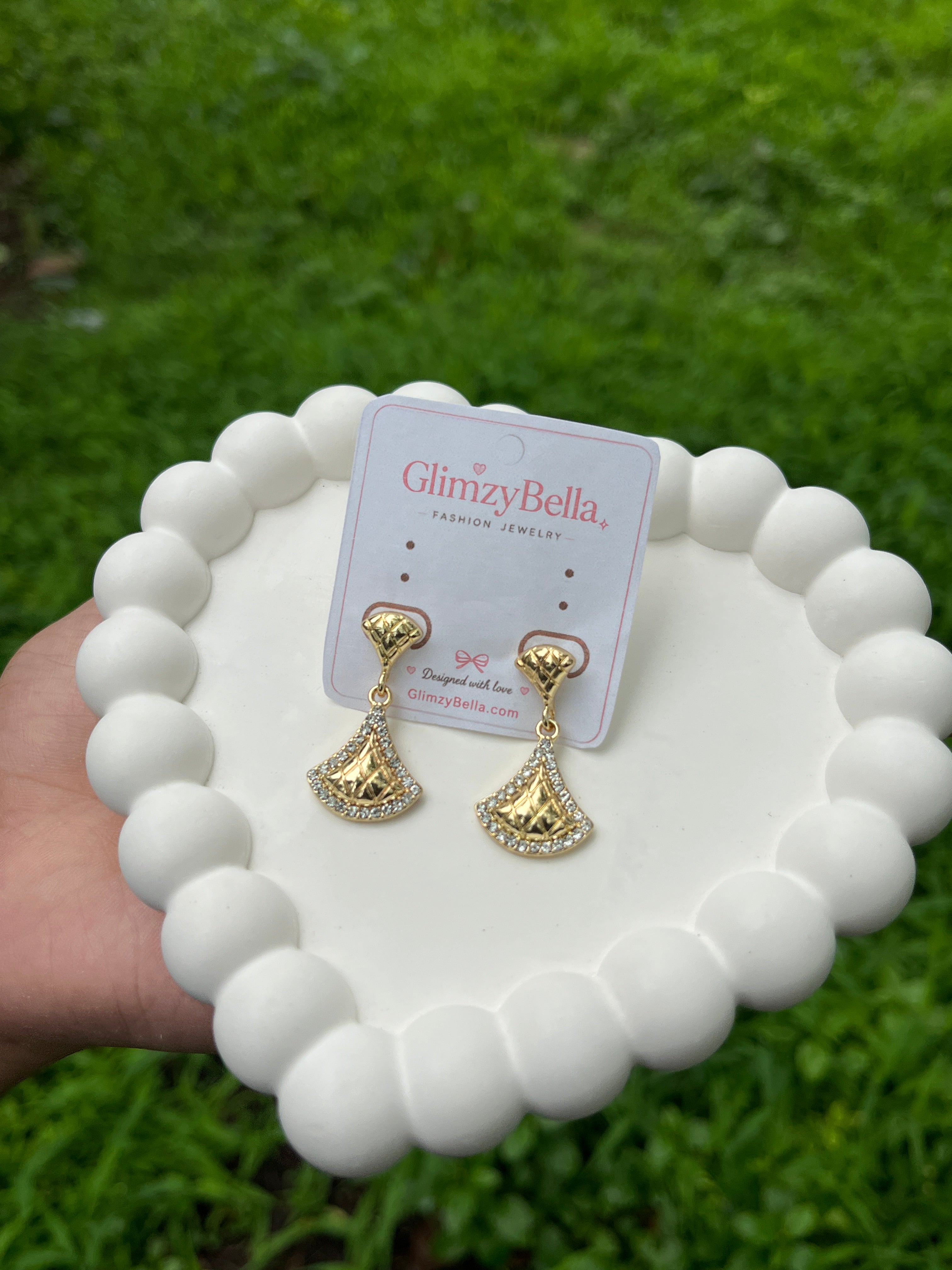 Golden Crystal Drop Earrings