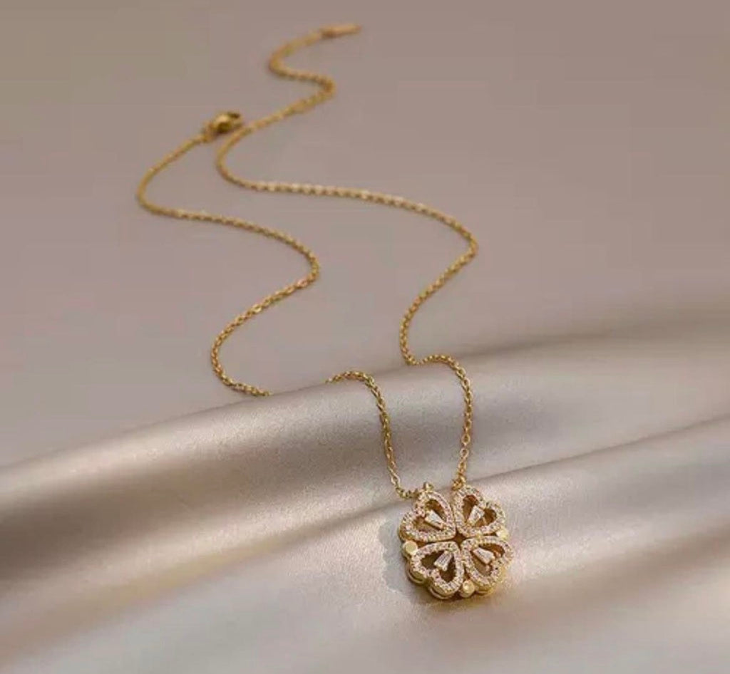 2 in 1 Magnetic Heart Necklace for Women | Detachable Heart Pendant Gold Plated Fashion Jewellery