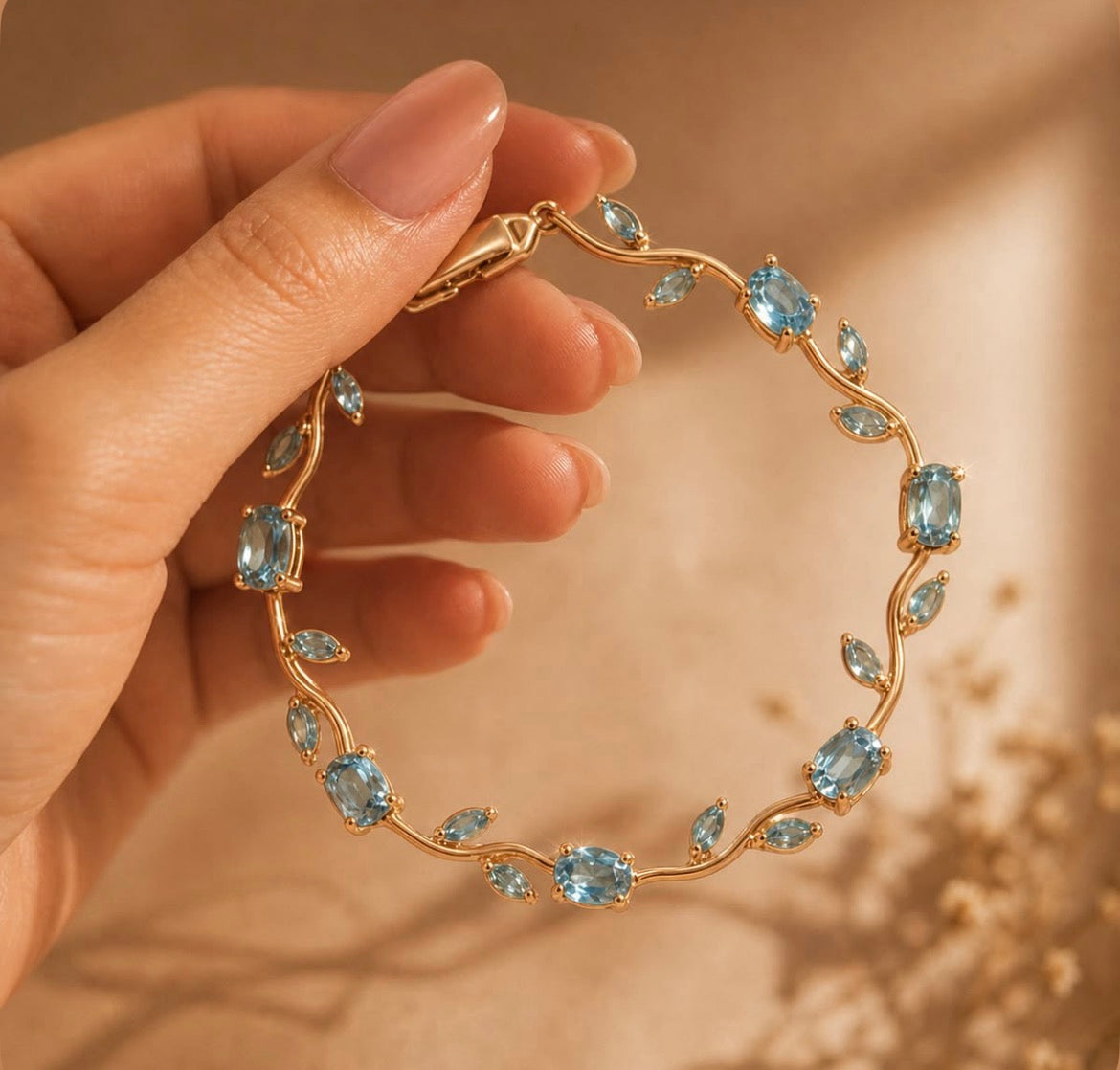 Elegant sky blue tulip braclet