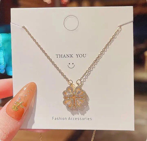 2 in 1 Magnetic Heart Necklace for Women | Detachable Heart Pendant Gold Plated Fashion Jewellery