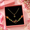 Red tulip pandent & Bracelet Set Gold Finish jewellery
