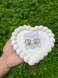 Crystal Heart Bow Stud Earrings