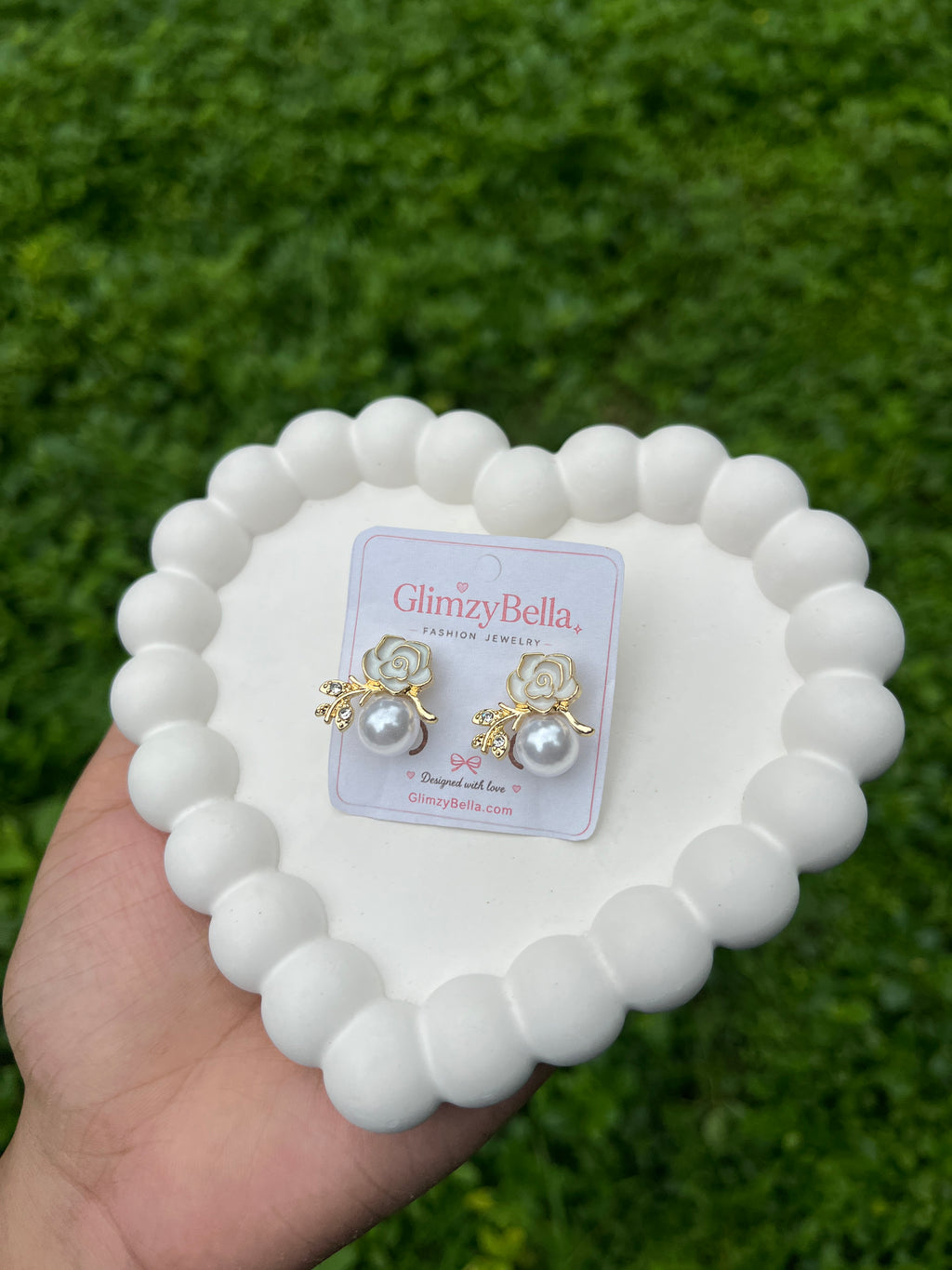 Pearl Rose Bloom Stud Earrings