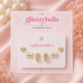 Glam Bow & Heart Earrings Set