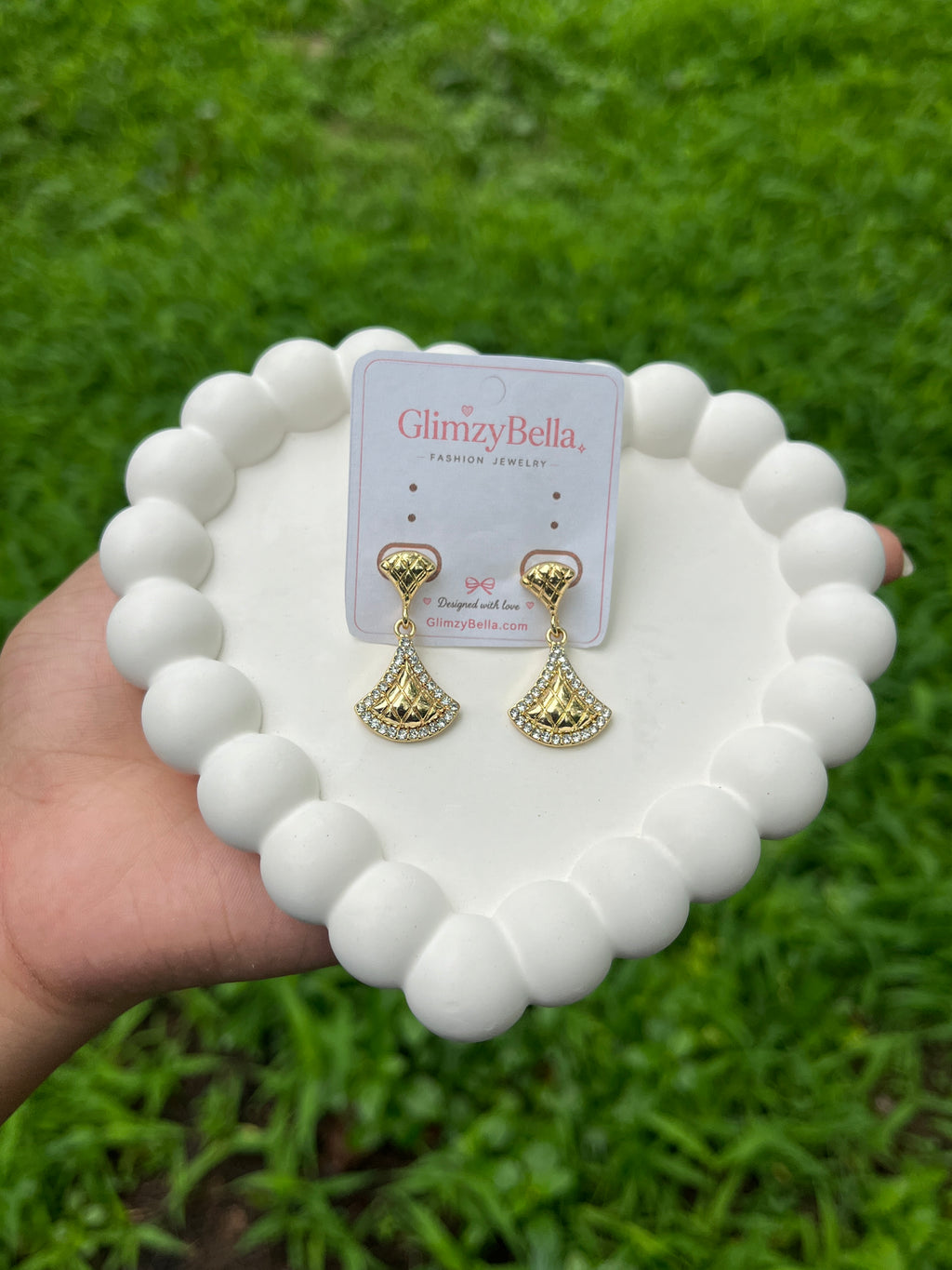 Golden Crystal Drop Earrings