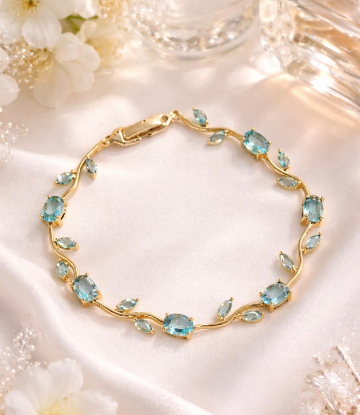 Elegant sky blue tulip braclet