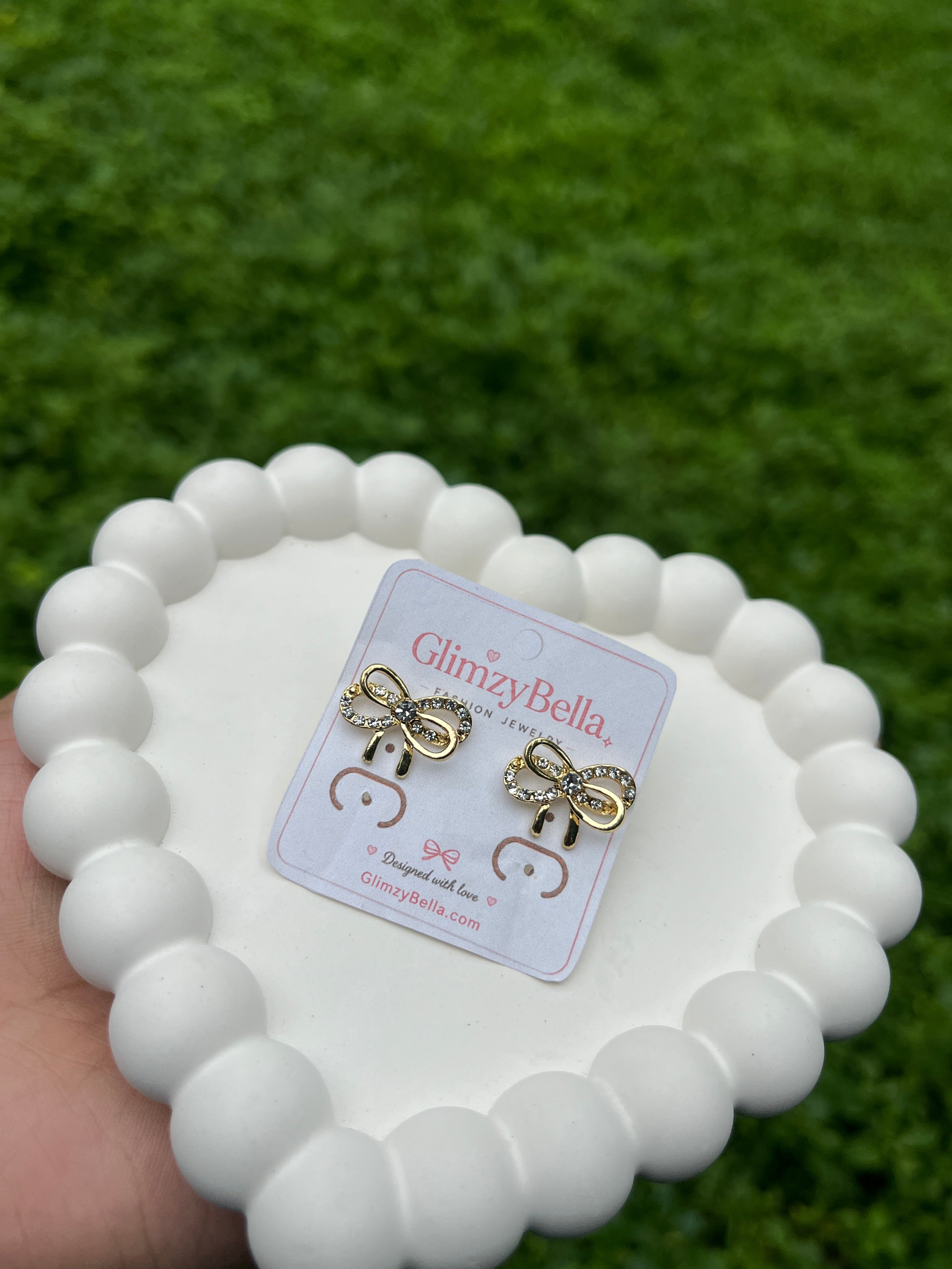 Crystal Bow Stud Earrings