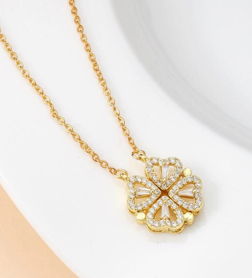 2 in 1 Magnetic Heart Necklace for Women | Detachable Heart Pendant Gold Plated Fashion Jewellery