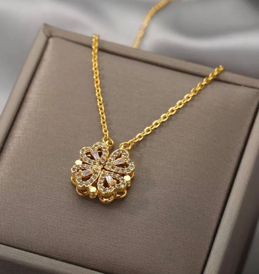 2 in 1 Magnetic Heart Necklace for Women | Detachable Heart Pendant Gold Plated Fashion Jewellery