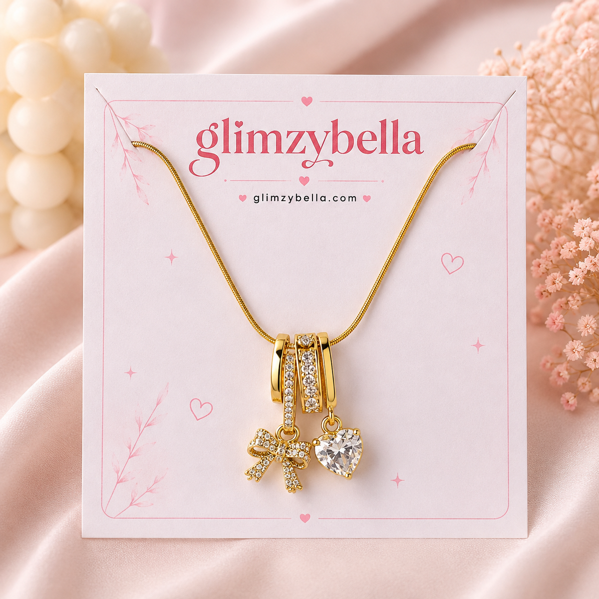 Bow & Heart Charm Necklace