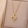 Angel Heart Pendant for Women | Gold Plated Crystal Wing Heart Fashion Jewellery
