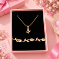 White Tulip Crystal Bracelet | Gold Plated Floral pandent for Women