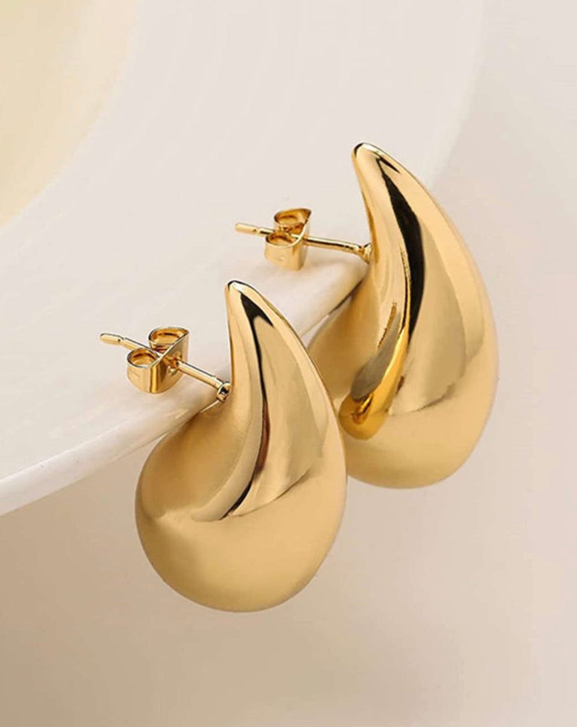 Gold Teardrop Statement Stud Earrings for Women Trendy Party & Daily Wear