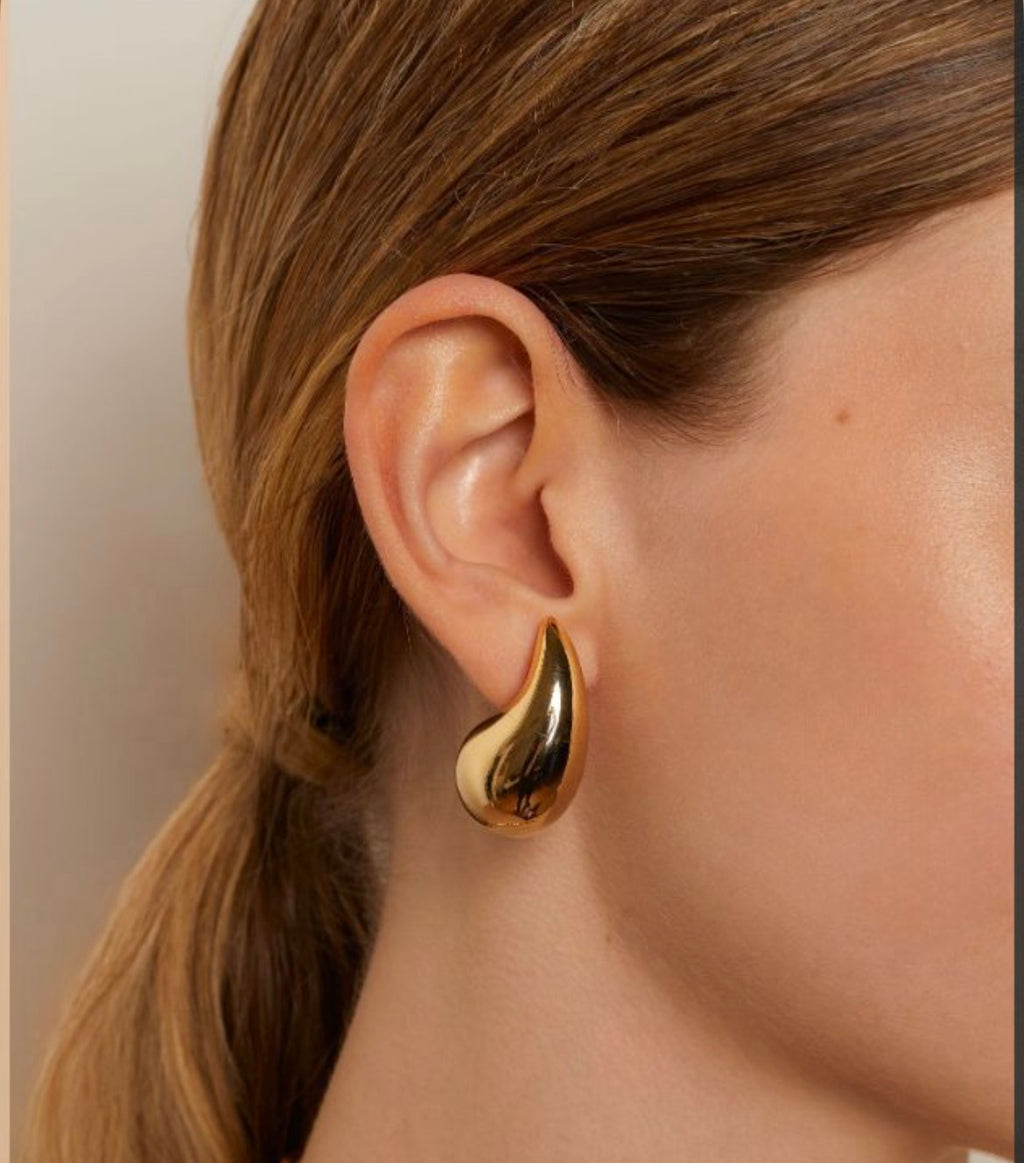 Gold Teardrop Statement Stud Earrings for Women Trendy Party & Daily Wear