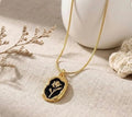 Midnight Rose Gold Pendant Necklace for Women | Elegant Floral Pendant