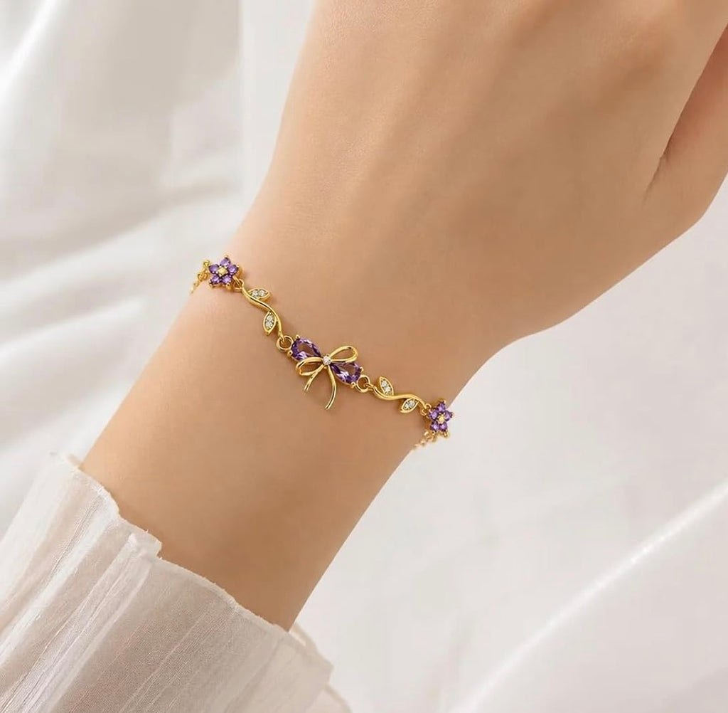 Lavender bow charm tulip braclet