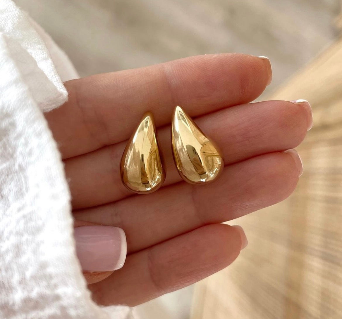 Gold Teardrop Statement Stud Earrings for Women Trendy Party & Daily Wear