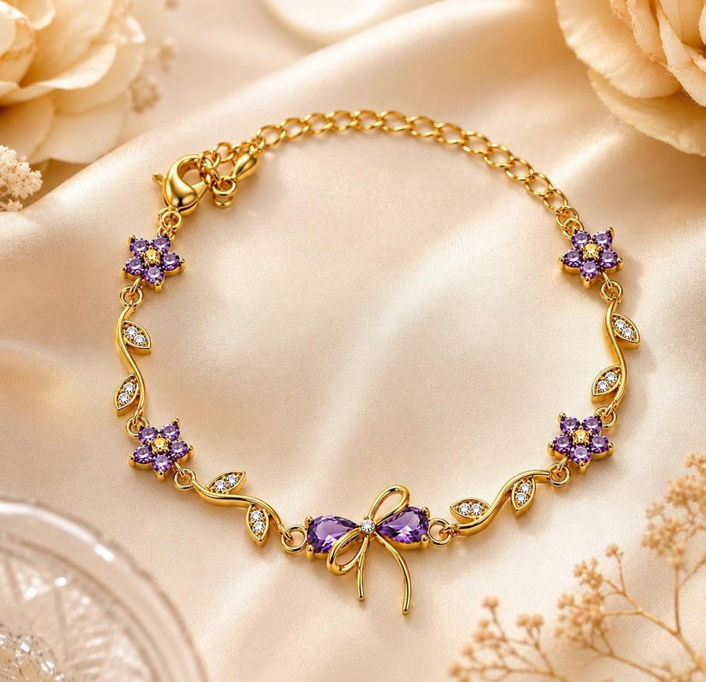 Lavender bow charm tulip braclet
