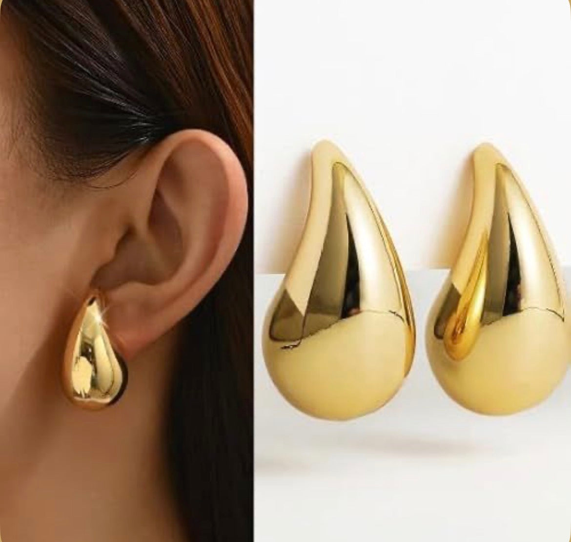 Gold Teardrop Statement Stud Earrings for Women Trendy Party & Daily Wear