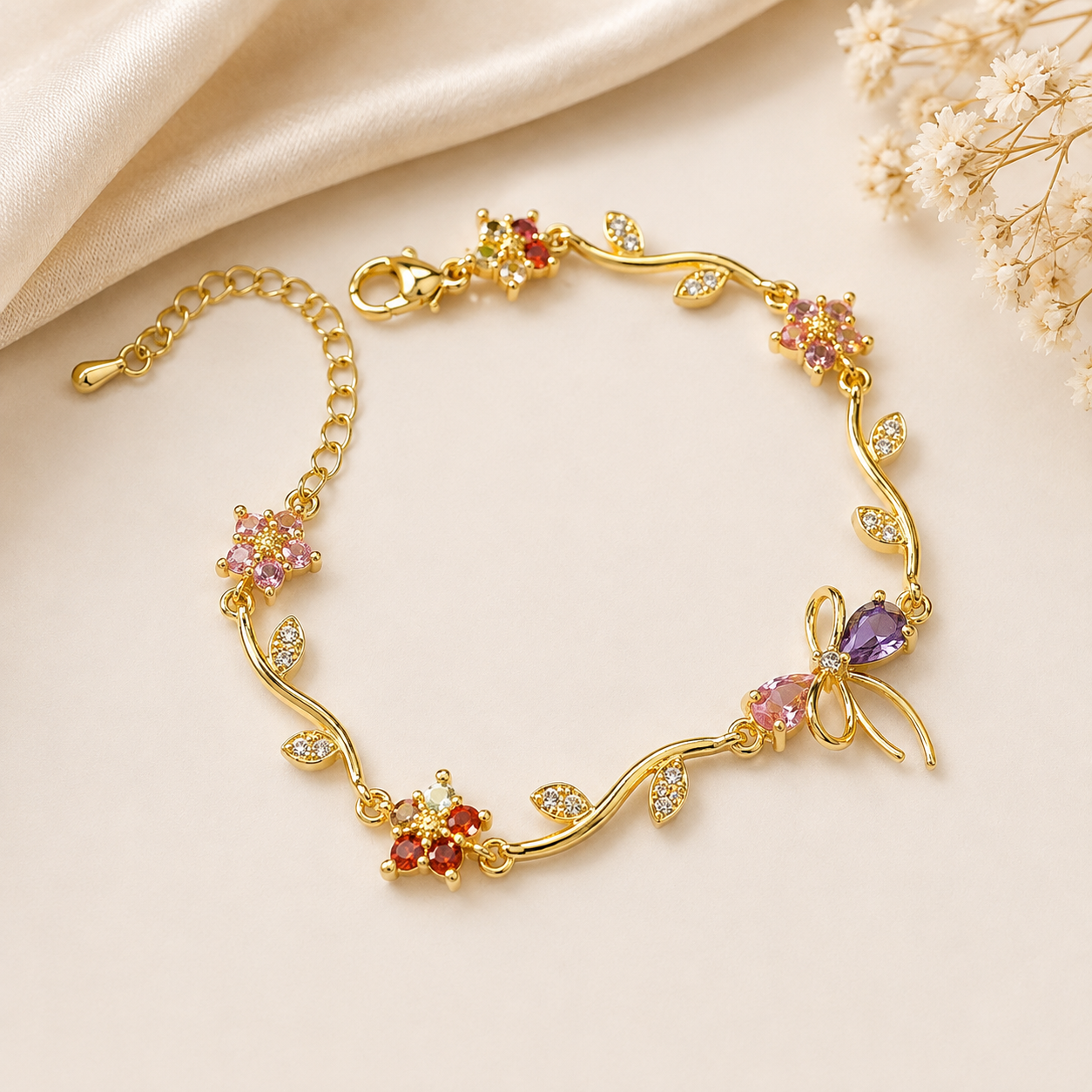 Elegant floral & bow braclet