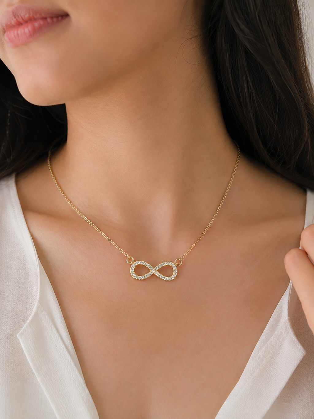 Sparkling Infinity Crystal Gold Necklace