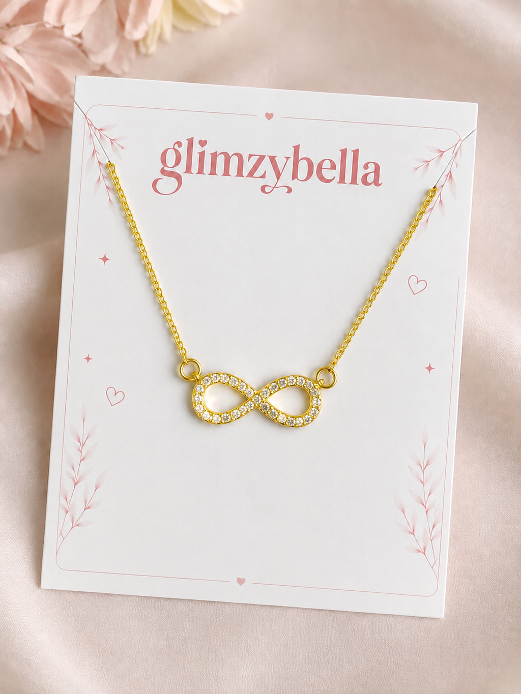 Sparkling Infinity Crystal Gold Necklace