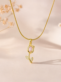 Pink tulip Crystal Gold Necklace
